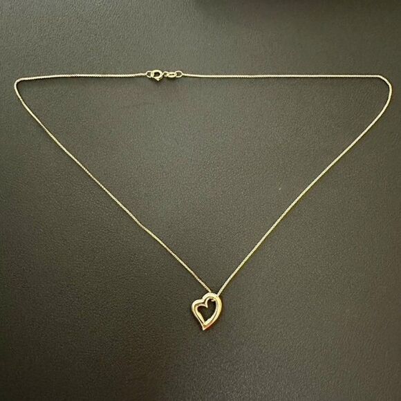 Vintage Danecraft Open Heart Necklace - 24K Gold Over Sterling Silver - Picture 2 of 4